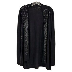 Eileen Fisher 100% Merino Wool Sequins Front Open Front Cardigan Size XL
